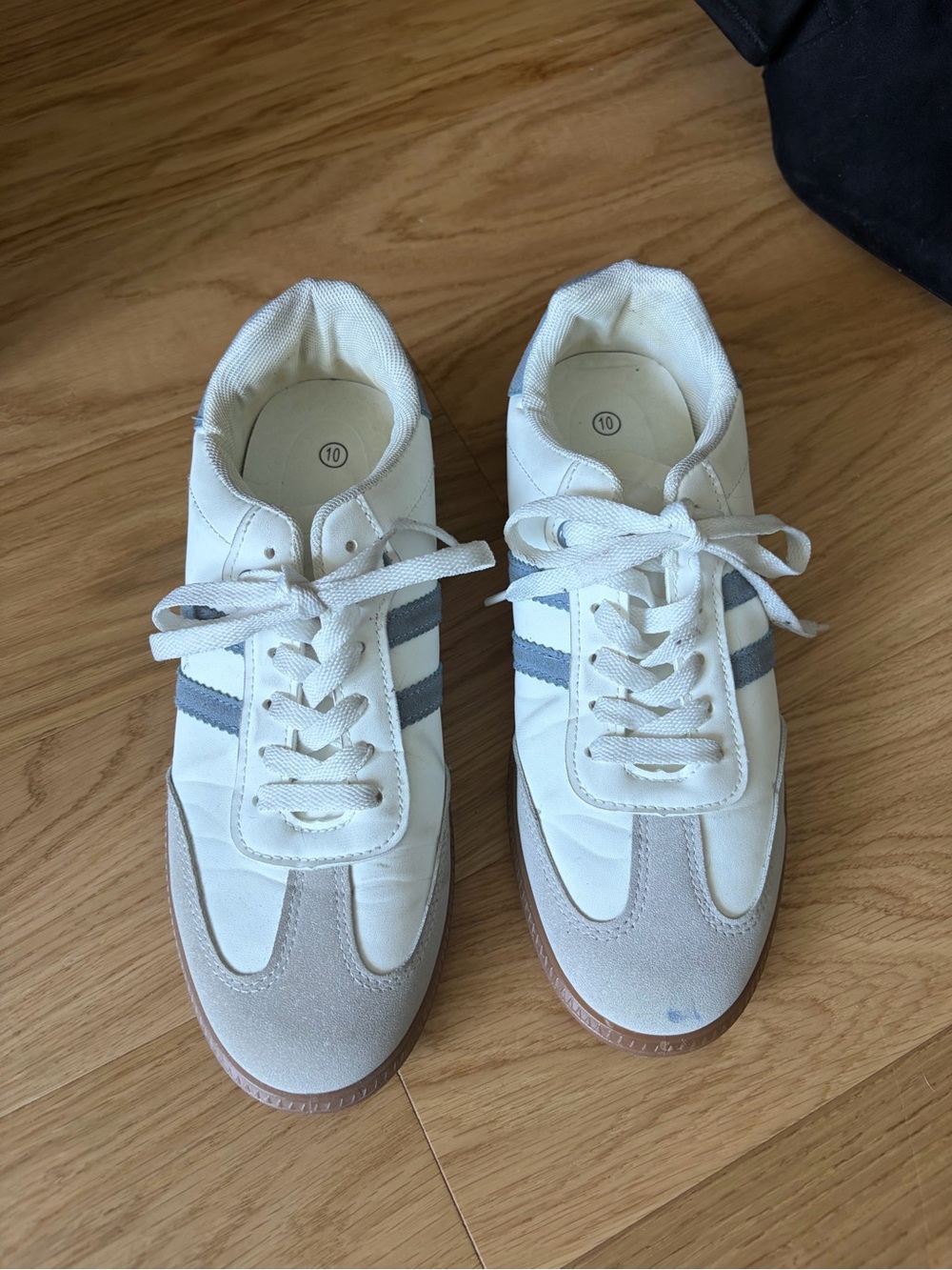 Classic White and Gray Retro Sneakers
